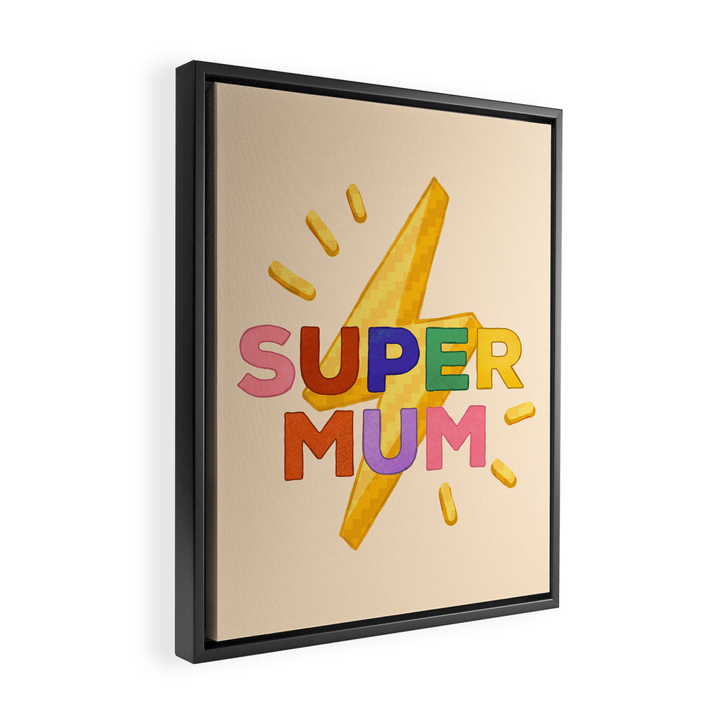 Retro Super Mum  Framed Canvas Print Gallery Image 2