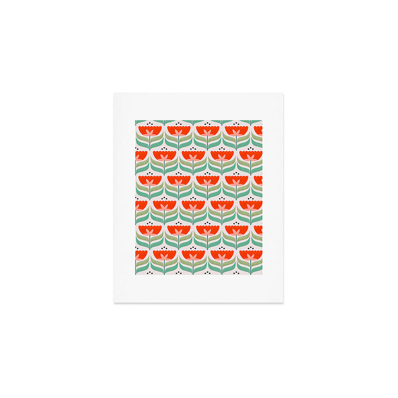 Retro Tulips Pattern Art Print Gallery Image 1