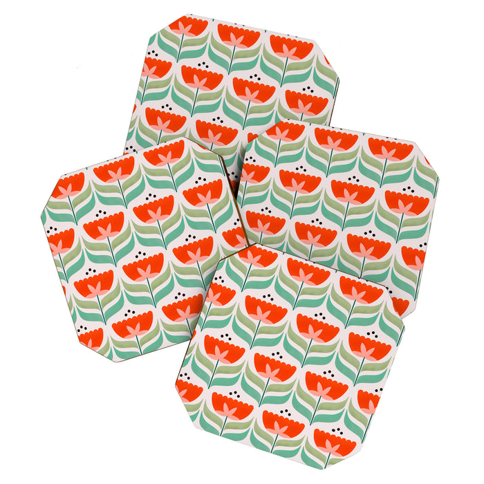Retro Tulips Pattern Coaster Gallery Image 1