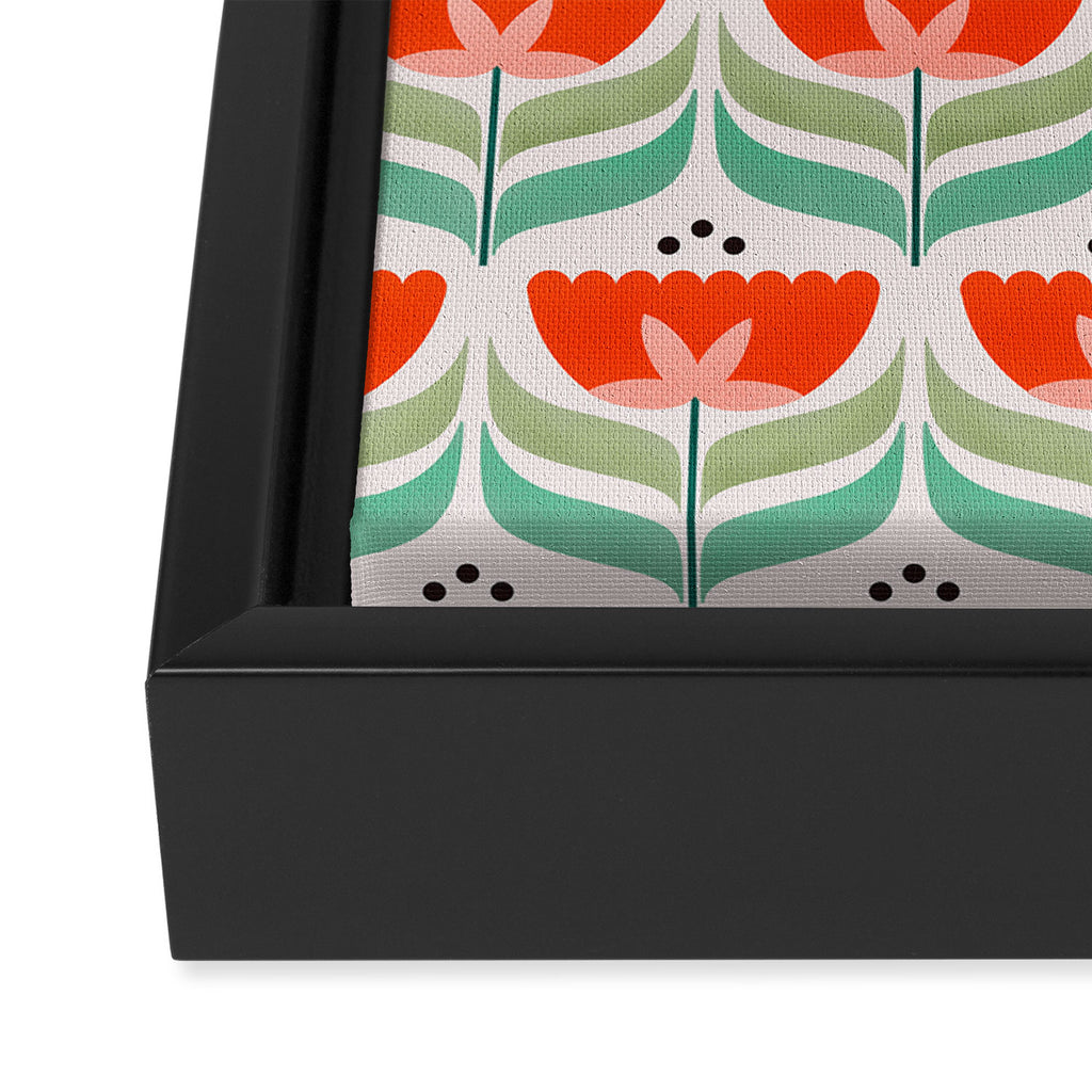 Retro Tulips Pattern Framed Canvas Print Gallery Image 3