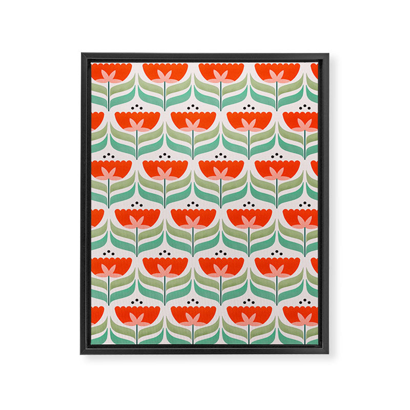 Retro Tulips Pattern Framed Canvas Print Gallery Image 8