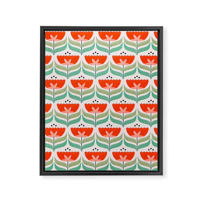 Retro Tulips Pattern Framed Canvas Print Gallery Image 1