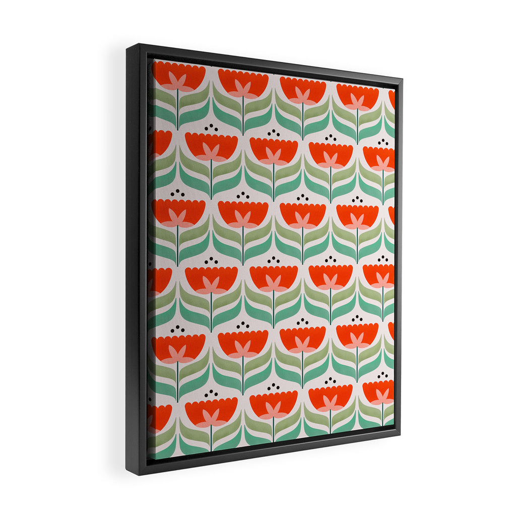 Retro Tulips Pattern Framed Canvas Print Gallery Image 2