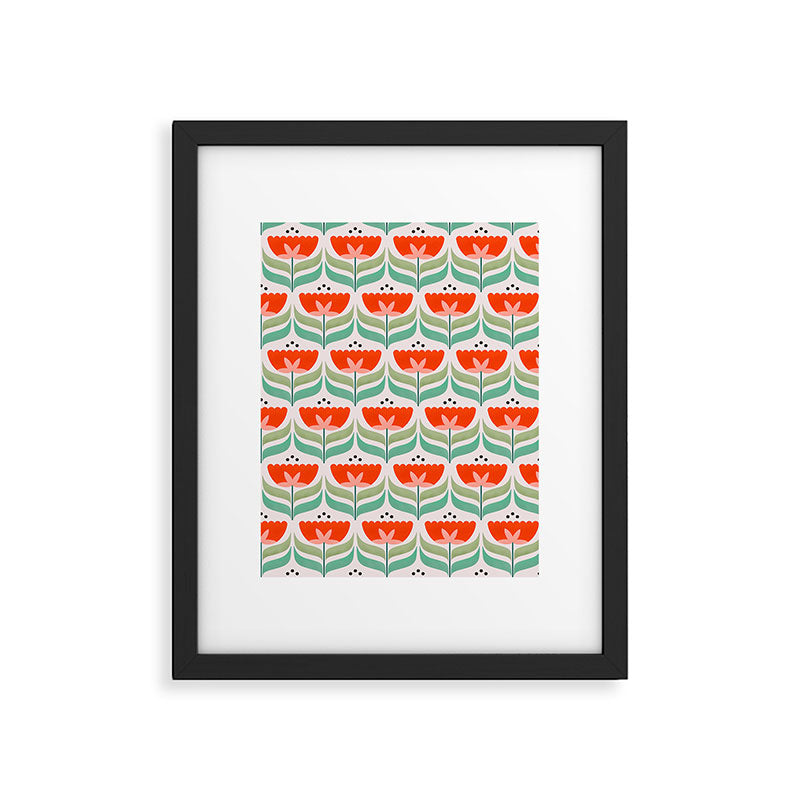 Retro Tulips Pattern Framed Art Print Gallery Image 6