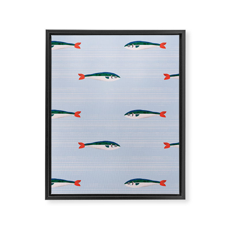 Sardines In The Sea Pattern Framed Canvas Print Gallery Image 6