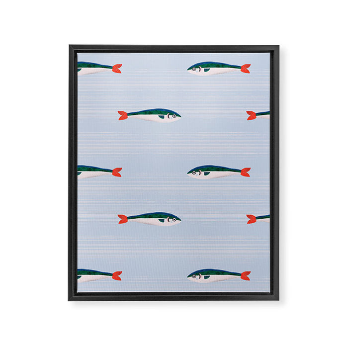 Sardines In The Sea Pattern Framed Canvas Print Gallery Image 1