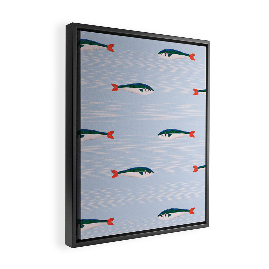 Sardines In The Sea Pattern Framed Canvas Print Gallery Image 2
