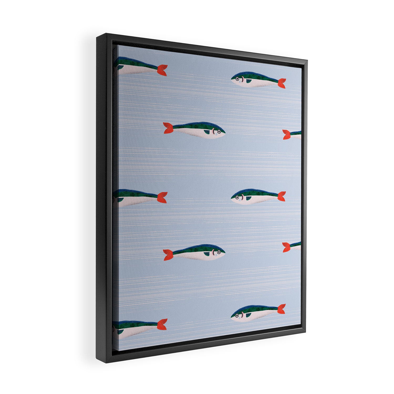 Sardines In The Sea Pattern Framed Canvas Print Gallery Image 2