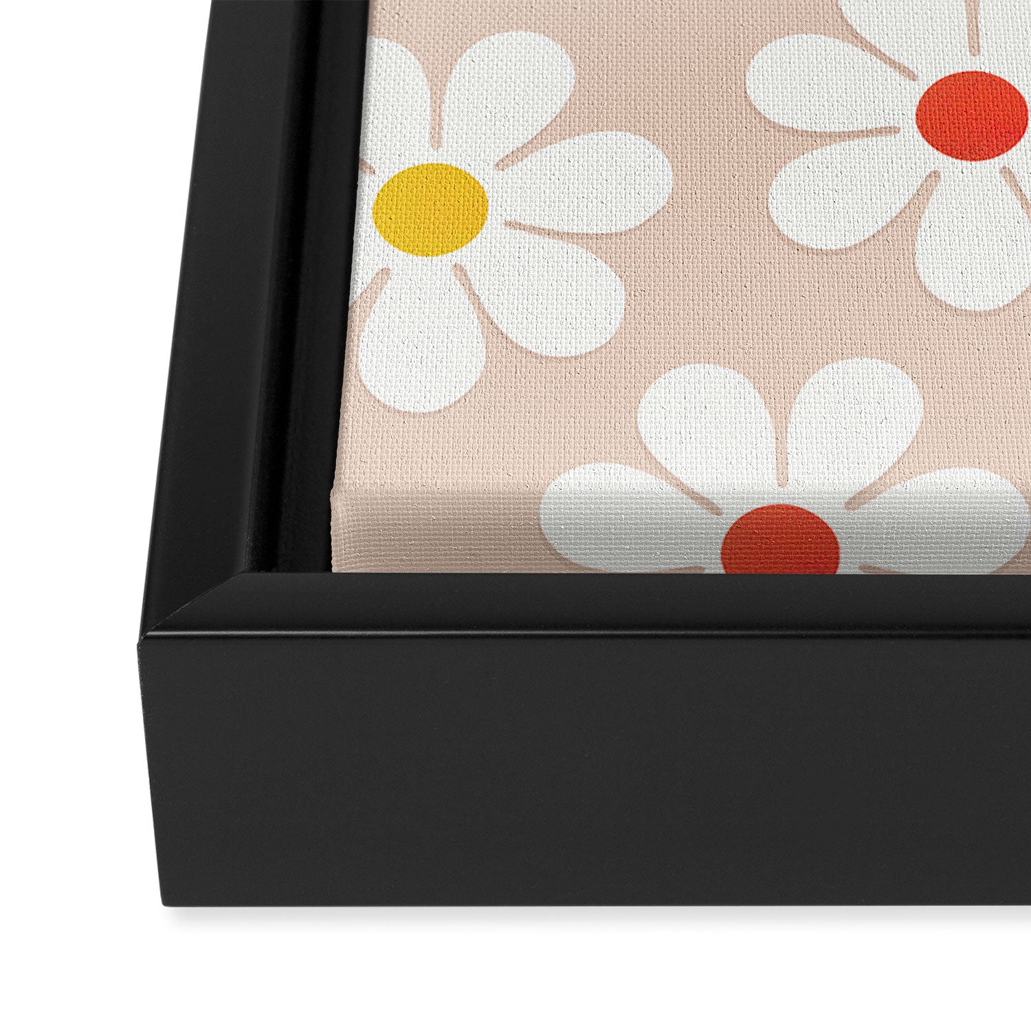 Seventies Daisies Pattern Framed Canvas Print Gallery Image 3