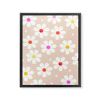 Seventies Daisies Pattern Framed Canvas Print Gallery Image 8