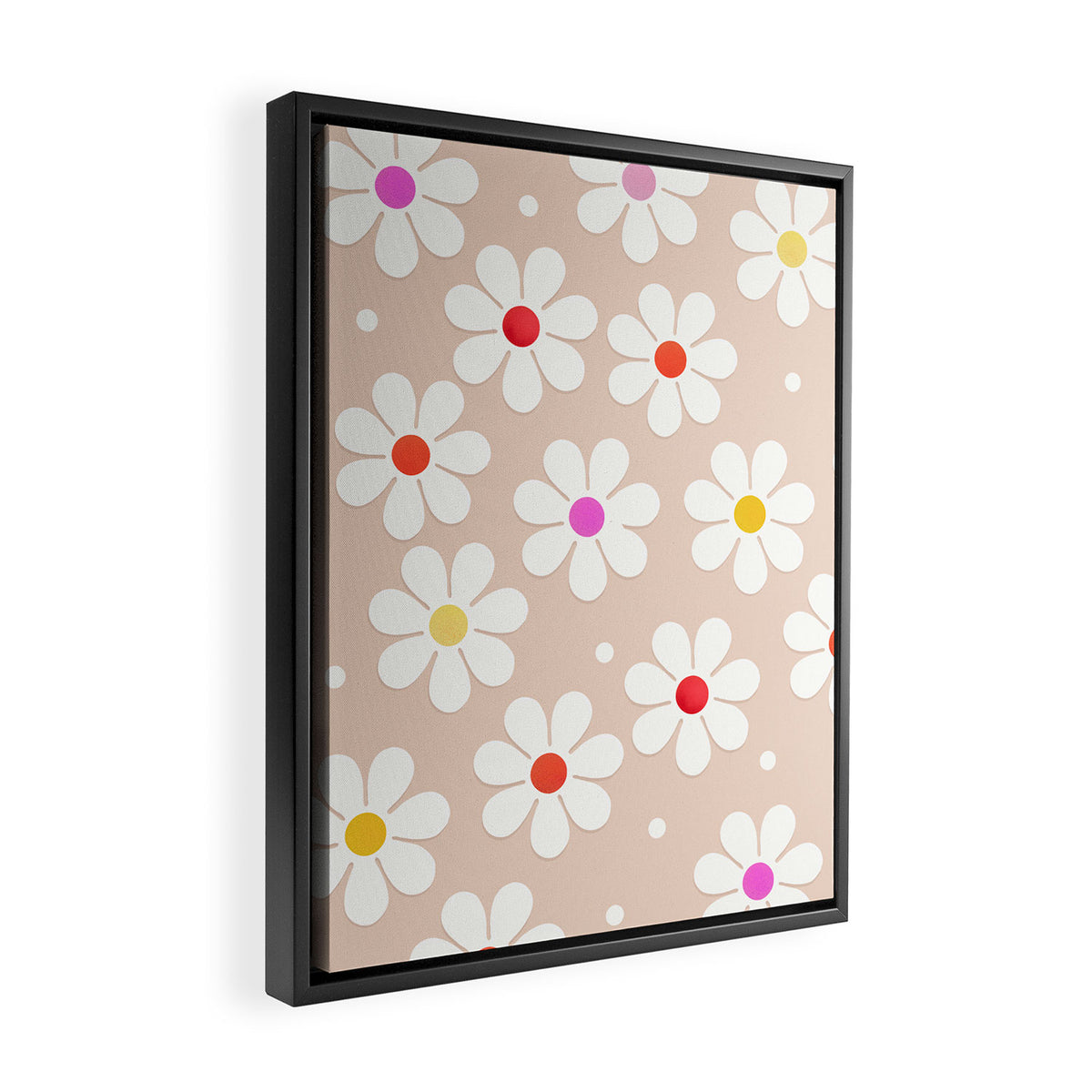 Seventies Daisies Pattern Framed Canvas Print Gallery Image 2