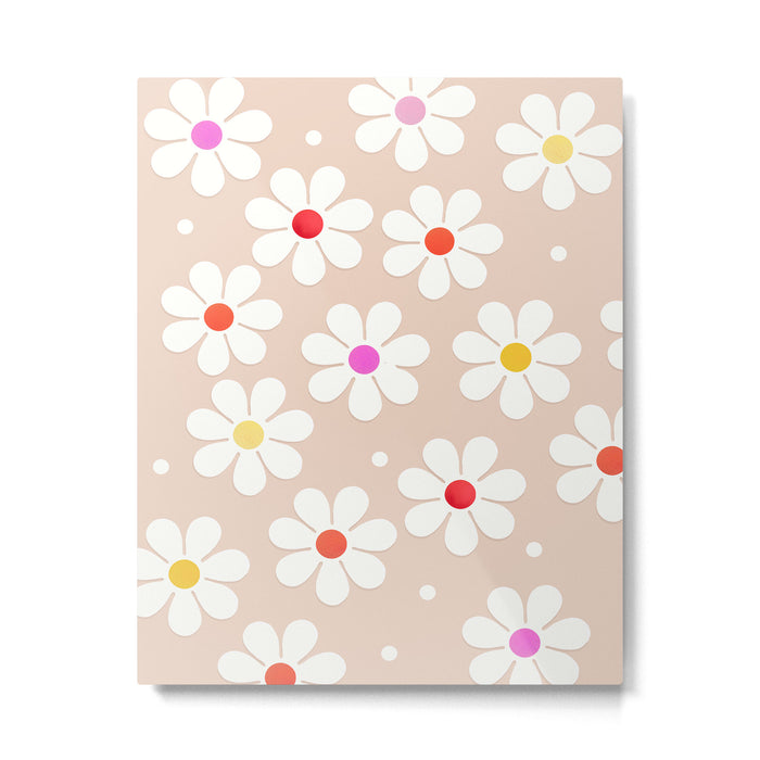 Seventies Daisies Pattern Metal Print Gallery Image 1