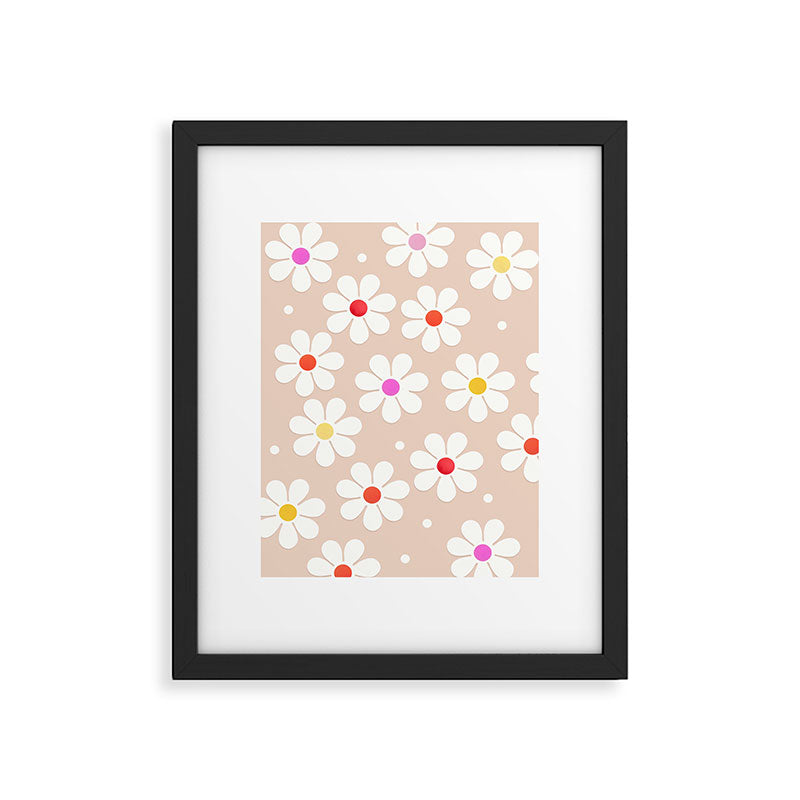 Seventies Daisies Pattern Framed Art Print Gallery Image 6