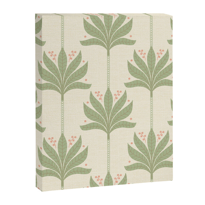 Shaker Palm Motif in Sage and Linen Canvas Print Gallery Image 1
