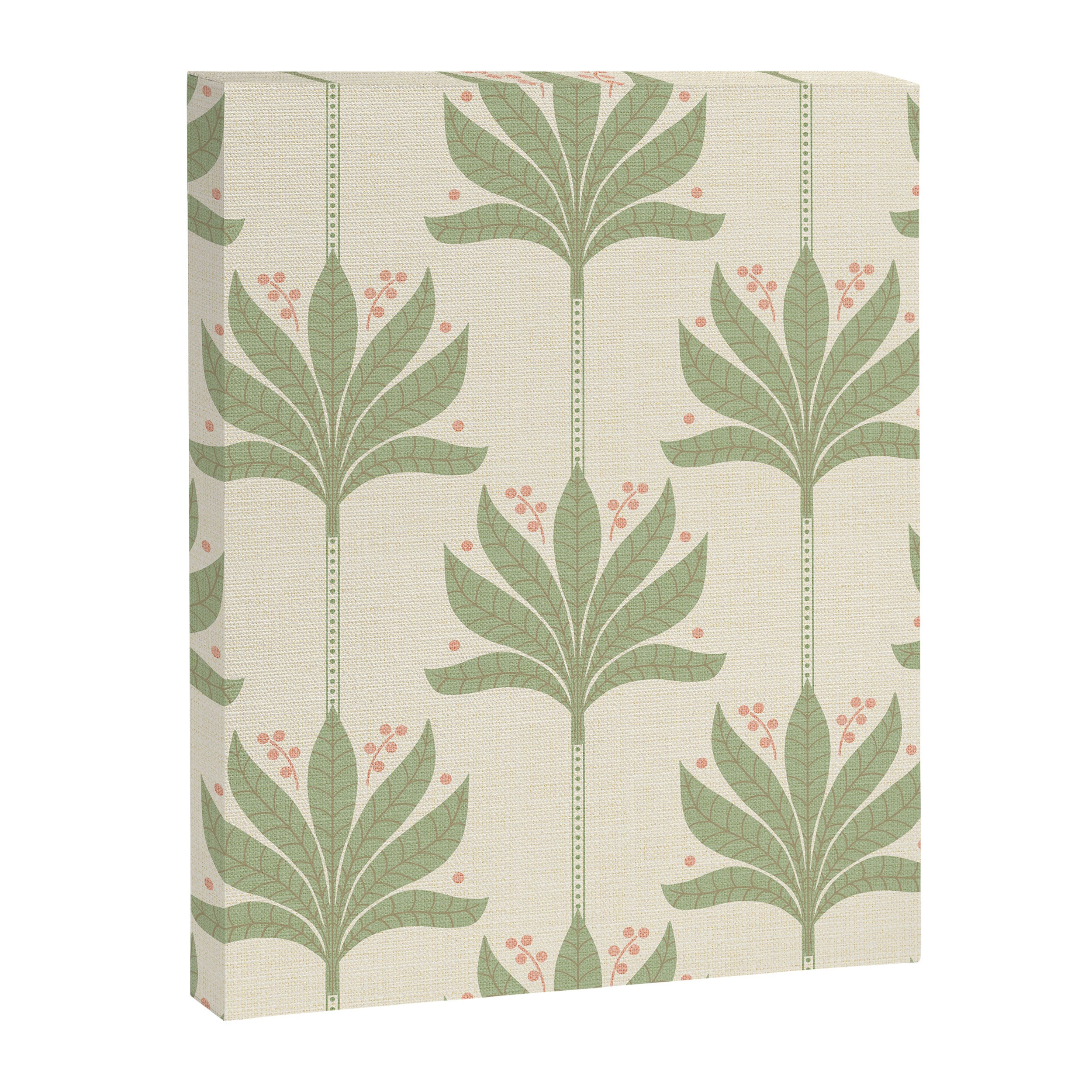 Shaker Palm Motif in Sage and Linen Canvas Print Gallery Image 8