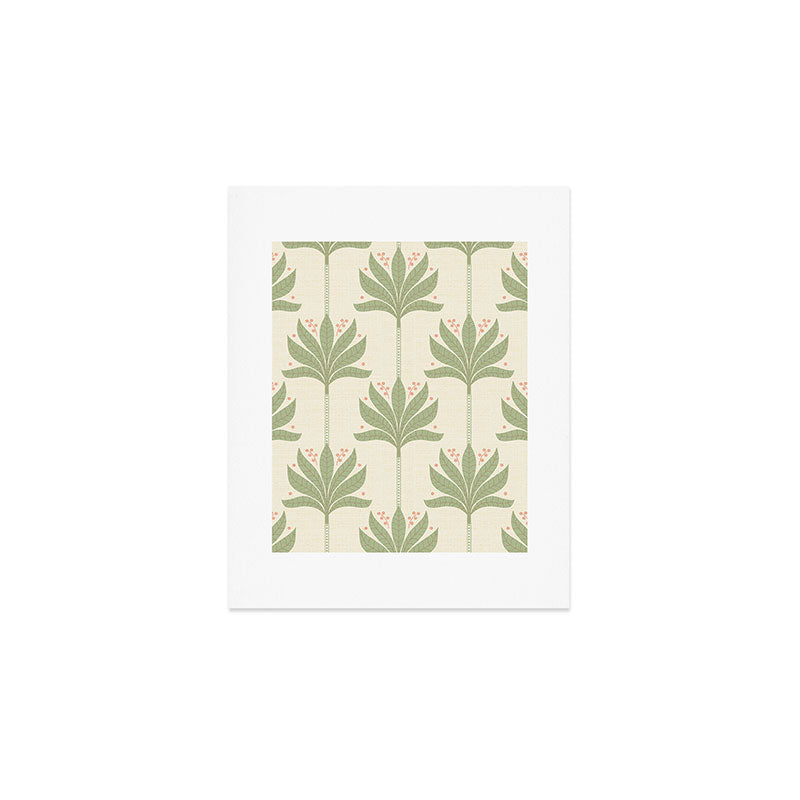 Shaker Palm Motif in Sage and Linen Art Print Gallery Image 1