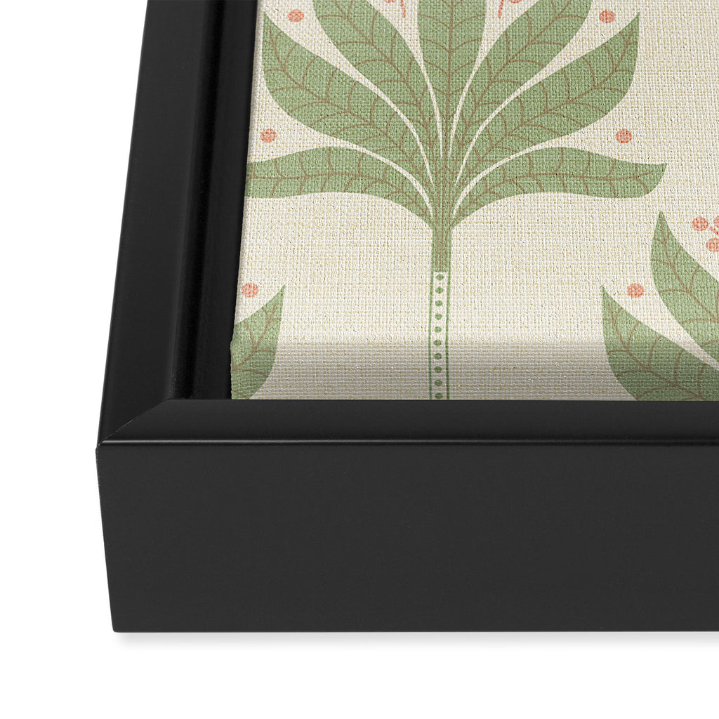 Shaker Palm Motif in Sage and Linen Framed Canvas Print Gallery Image 3