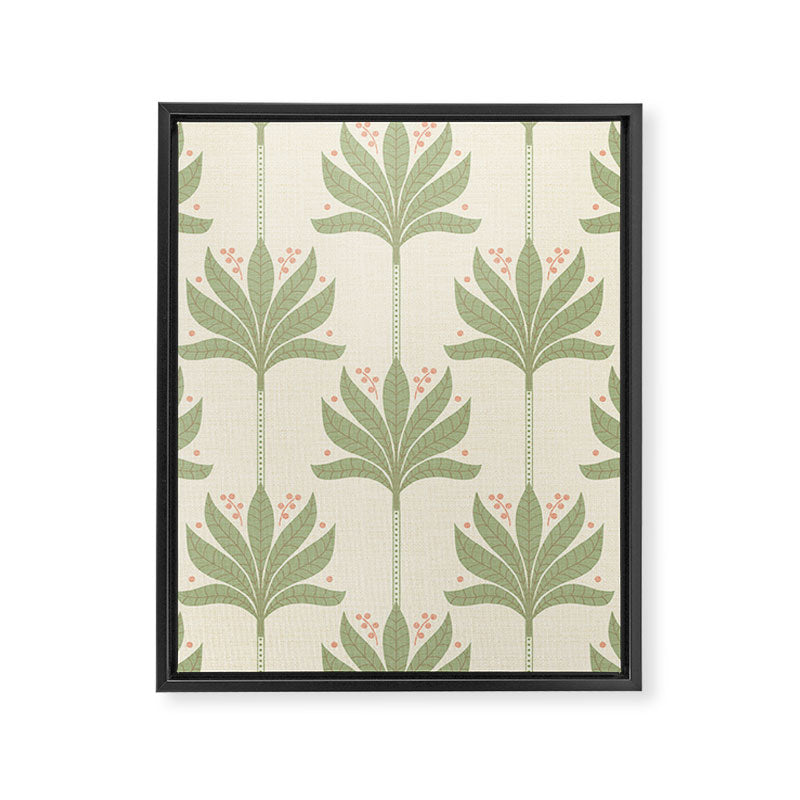 Shaker Palm Motif in Sage and Linen Framed Canvas Print Gallery Image 8