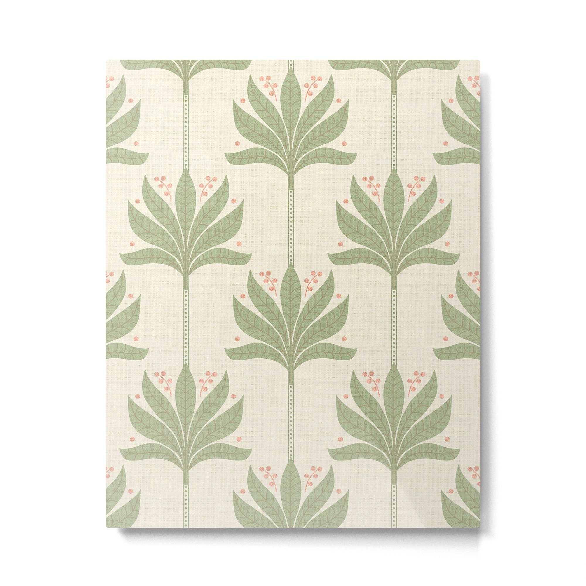 Shaker Palm Motif in Sage and Linen Metal Print Gallery Image 6