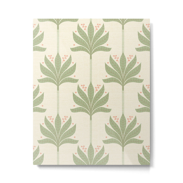 Shaker Palm Motif in Sage and Linen Metal Print Gallery Image 1