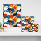 Silly Cats Crowd Pattern Canvas Print Gallery Image 3