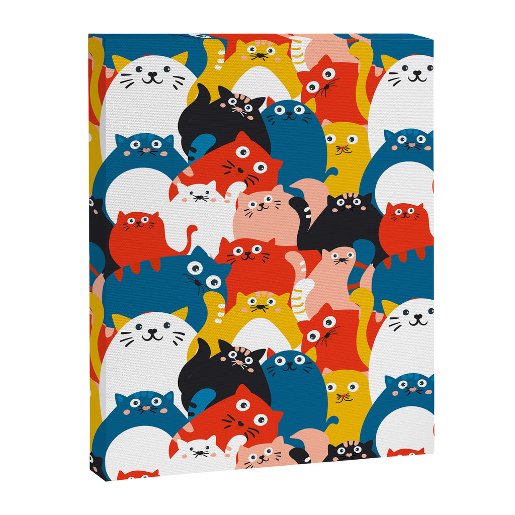 Silly Cats Crowd Pattern Canvas Print Gallery Image 3