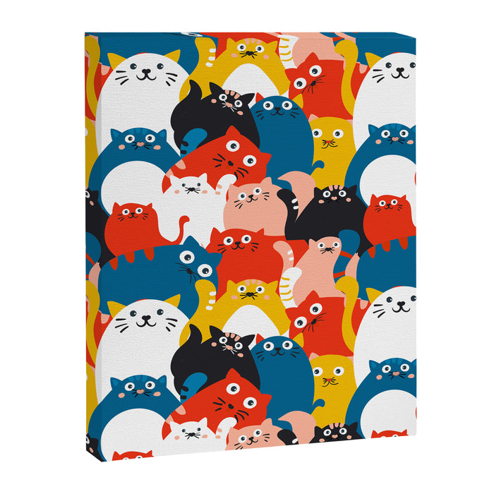 Silly Cats Crowd Pattern Canvas Print Gallery Image 1