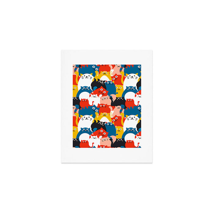 Silly Cats Crowd Pattern Art Print Gallery Image 1