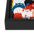 Silly Cats Crowd Pattern Framed Canvas Print Gallery Image 3