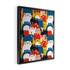 Silly Cats Crowd Pattern Framed Canvas Print Gallery Image 2
