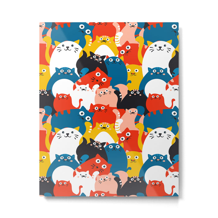 Silly Cats Crowd Pattern Metal Print Gallery Image 1
