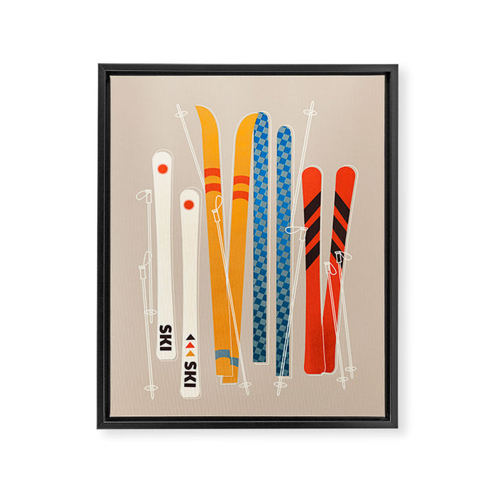 Ski Illustration Framed Canvas Print Gallery Image 1