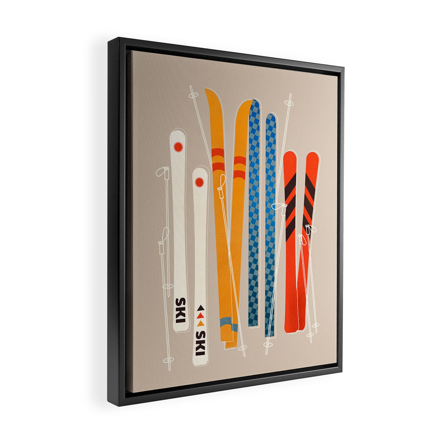 Ski Illustration Framed Canvas Print Gallery Image 2