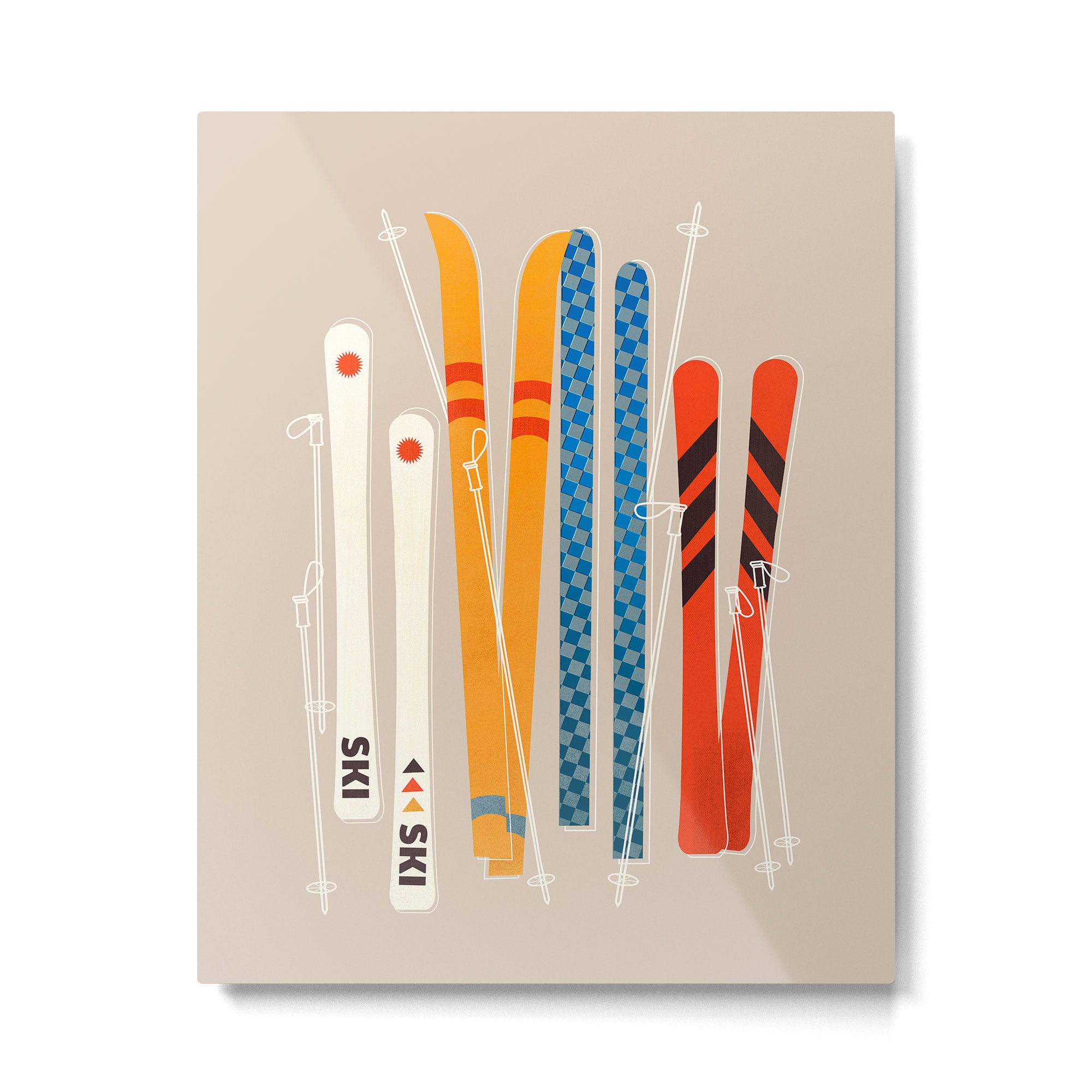 Ski Illustration Metal Print Gallery Image 6