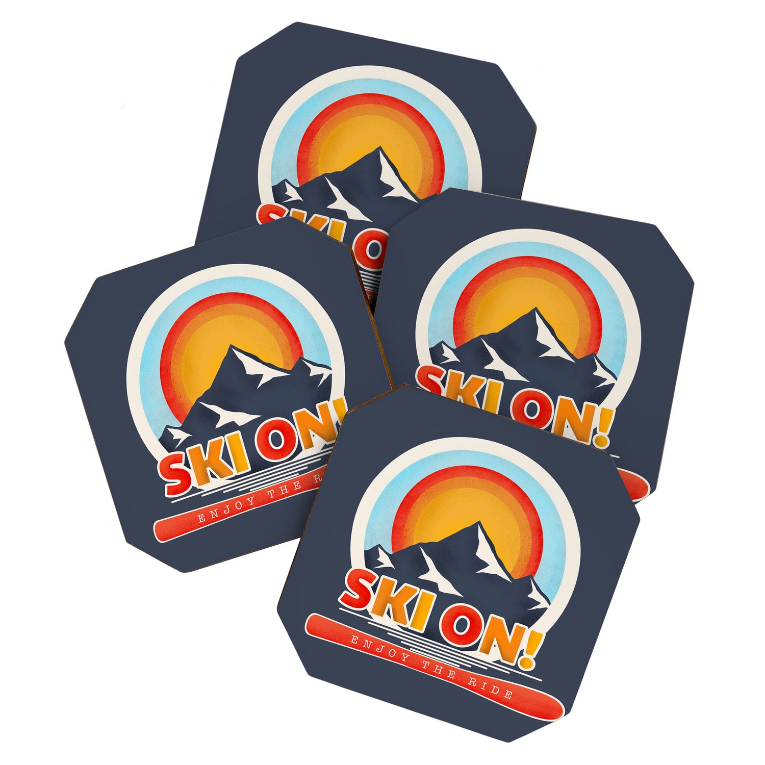 SKI ON! retro badge Coaster Gallery Image 1