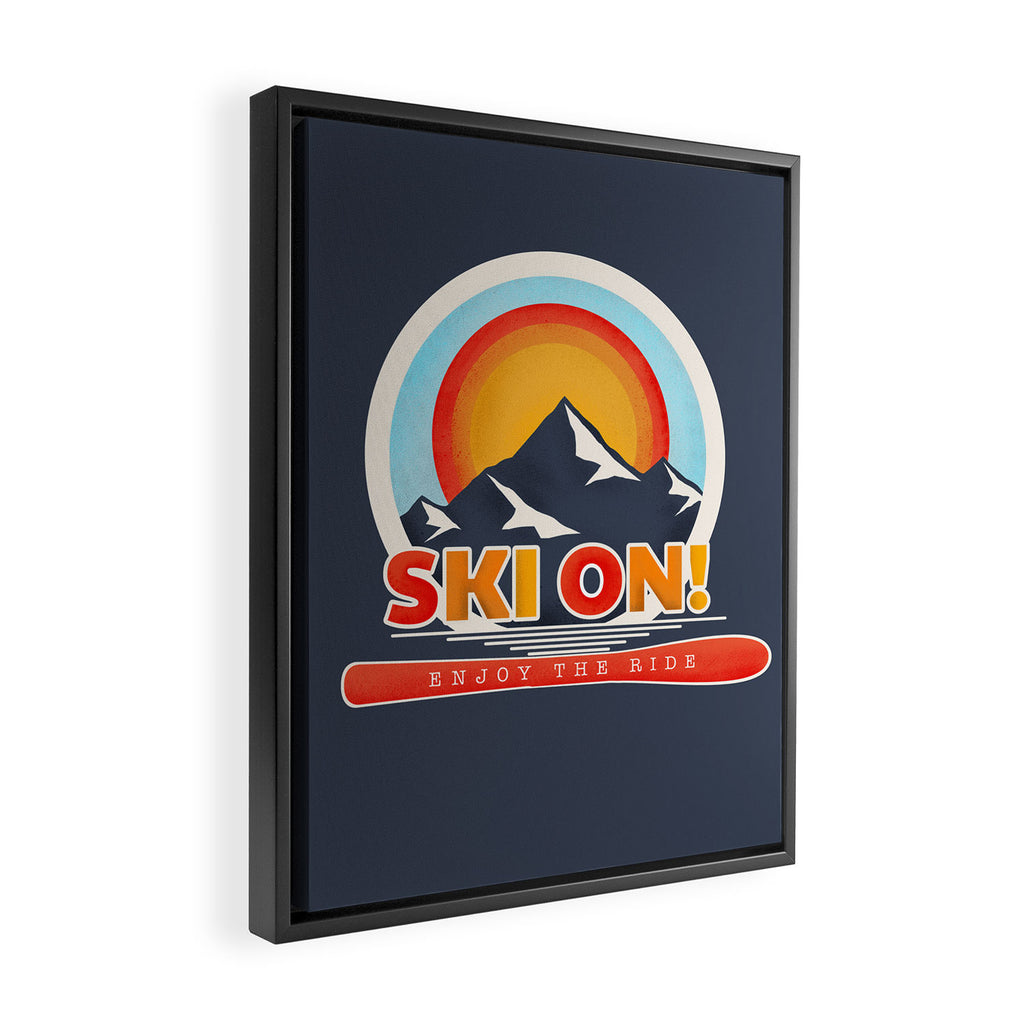 SKI ON! retro badge Framed Canvas Print Gallery Image 2