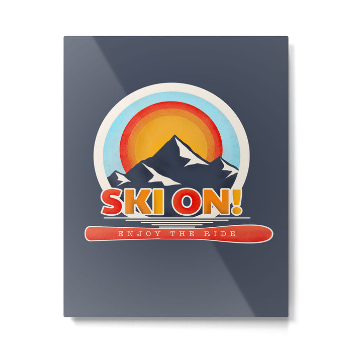SKI ON! retro badge Metal Print Gallery Image 1