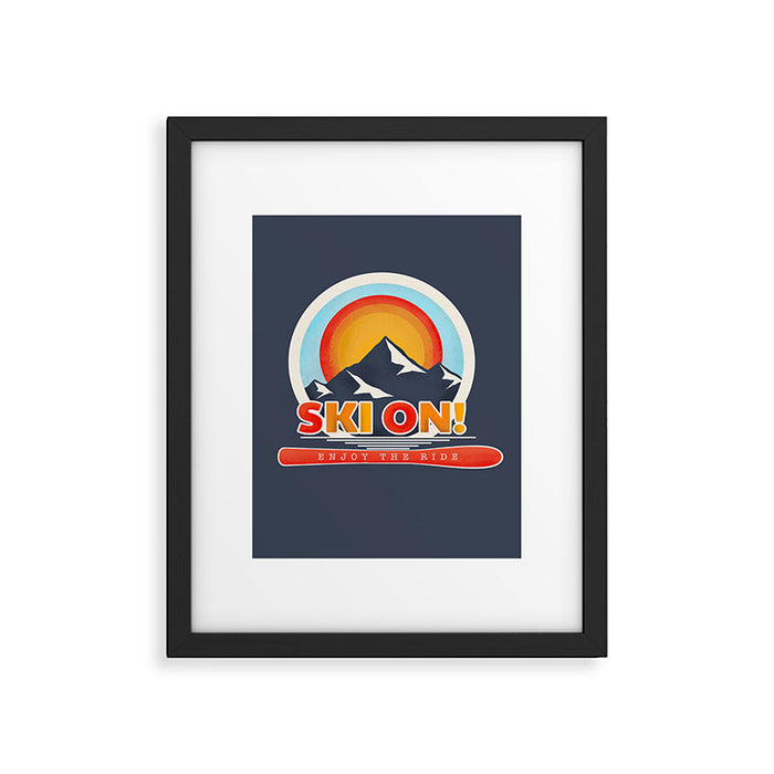 SKI ON! retro badge Framed Art Print Gallery Image 1