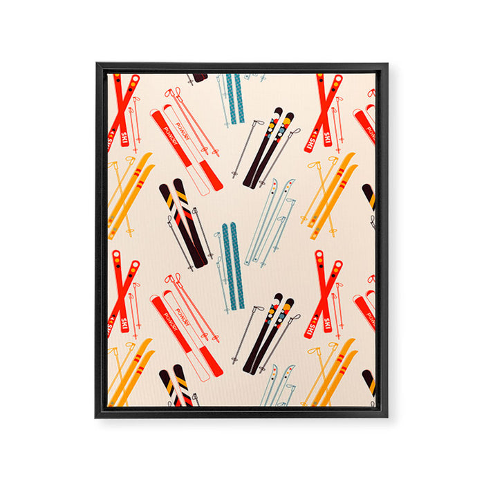 Ski time pattern Framed Canvas Print Gallery Image 1