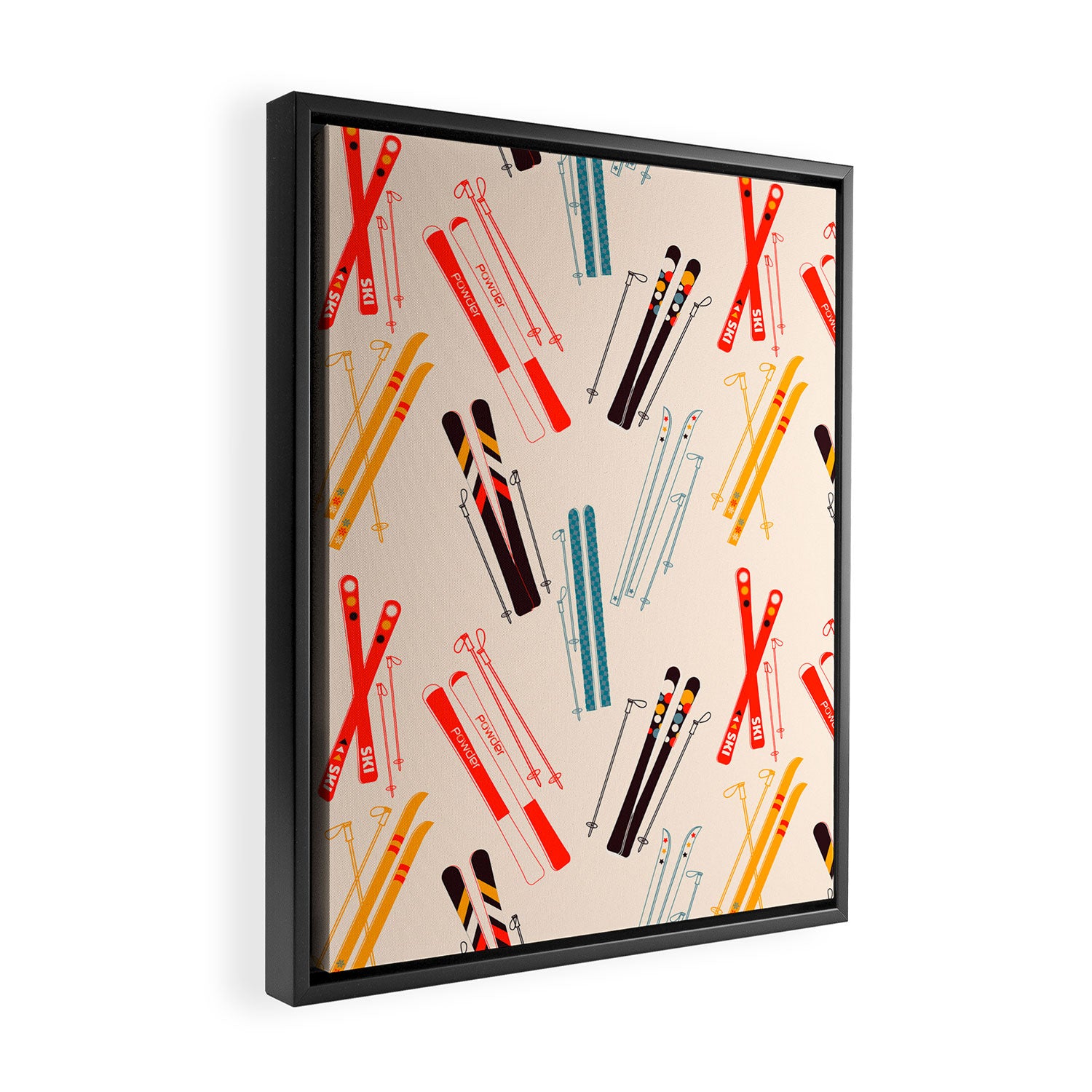 Ski time pattern Framed Canvas Print Gallery Image 2