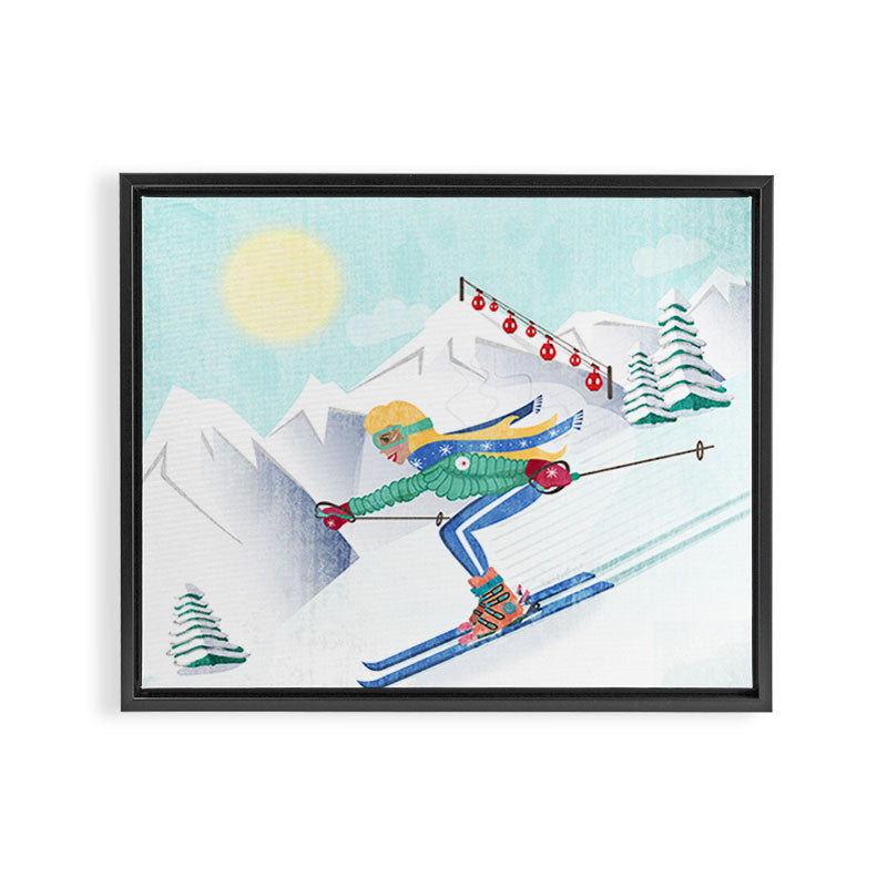 Skiing Girl Framed Canvas Print Gallery Image 14
