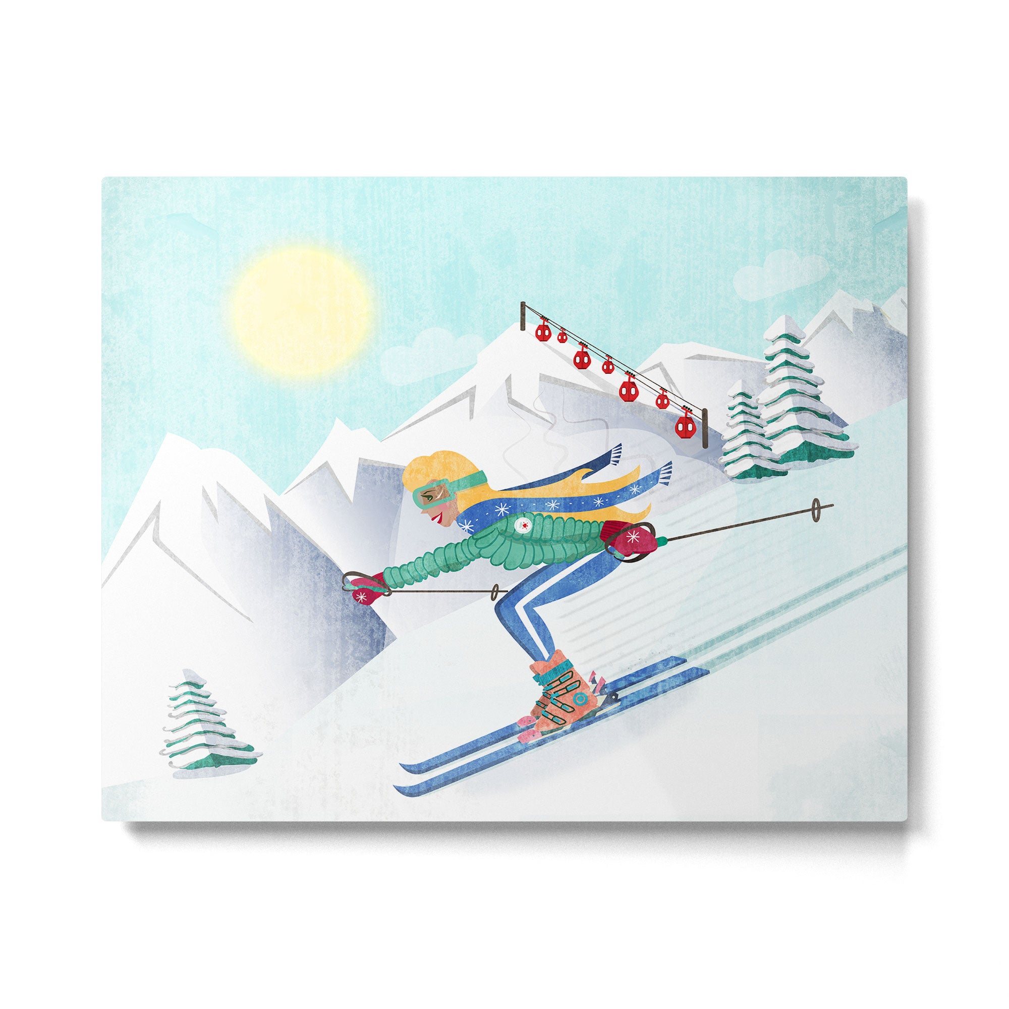 Skiing Girl Metal Print Gallery Image 6