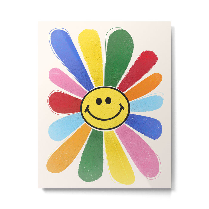 Smiley Hippie Daisy Metal Print Gallery Image 1