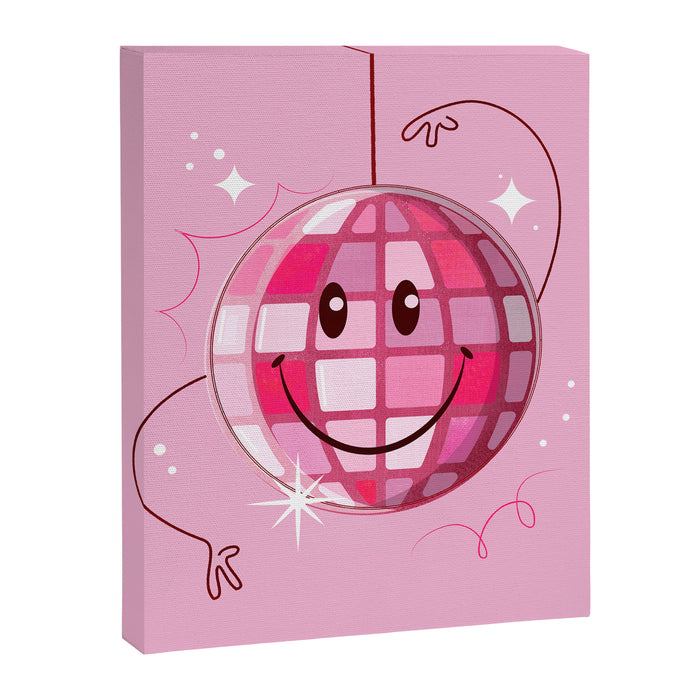 Smiley Pink Disco Ball Canvas Print Gallery Image 1
