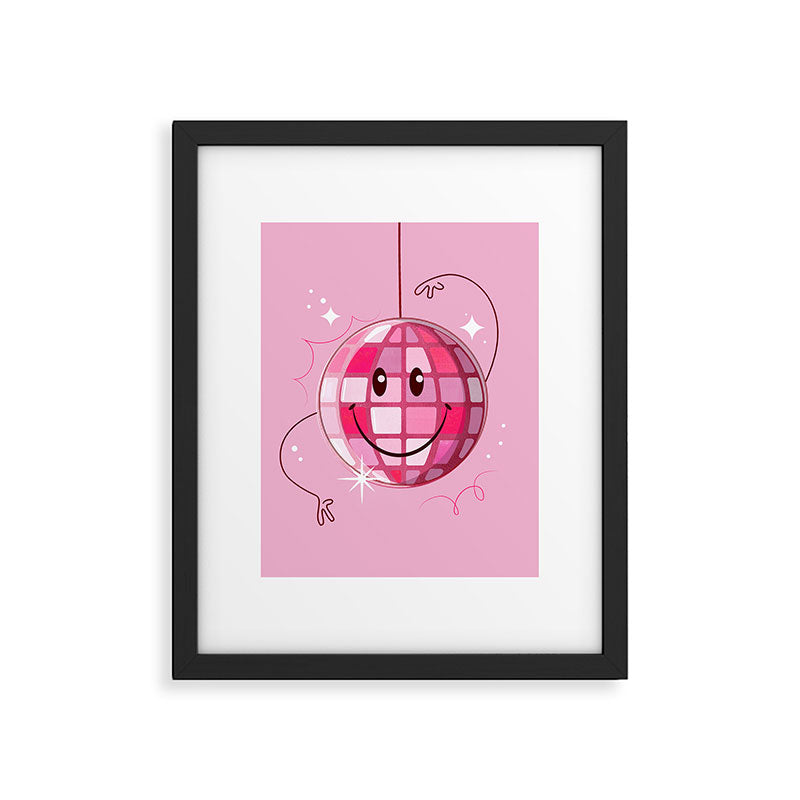 Smiley Pink Disco Ball Framed Art Print Gallery Image 6