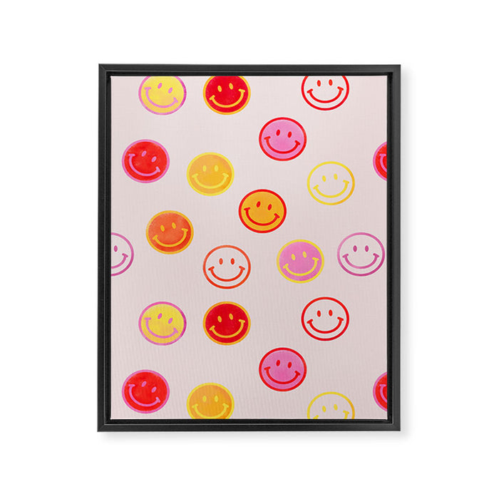 Smiling Faces Pattern Framed Canvas Print Gallery Image 1