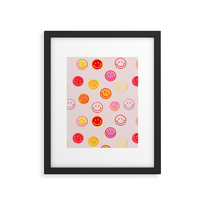 Smiling Faces Pattern Framed Art Print Gallery Image 1