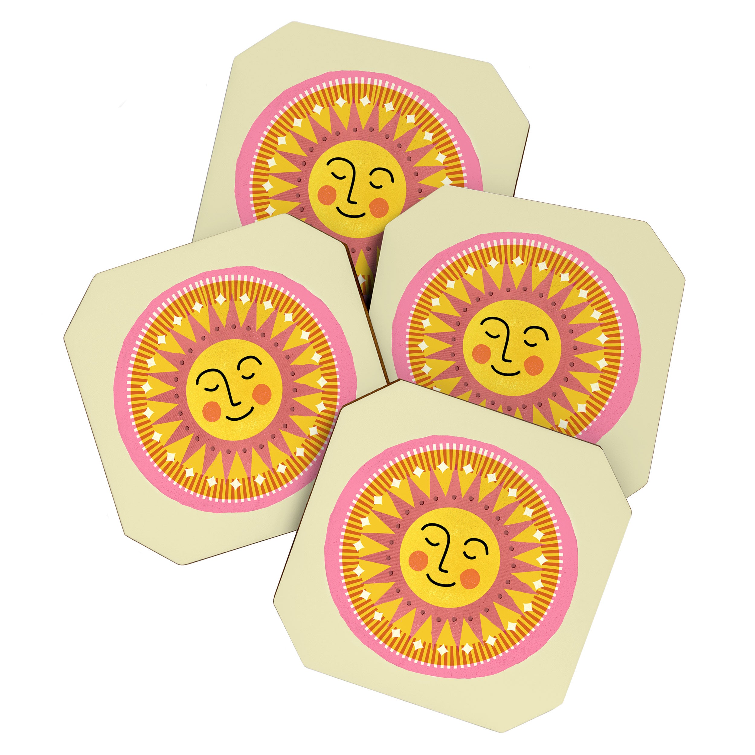 Smiling Sleeping Sun Face Coaster Gallery Image 1