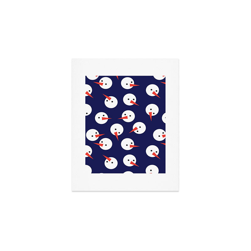 Snowmen pattern on dark Art Print Gallery Image 1