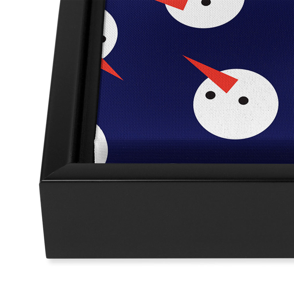 Snowmen pattern on dark Framed Canvas Print Gallery Image 3